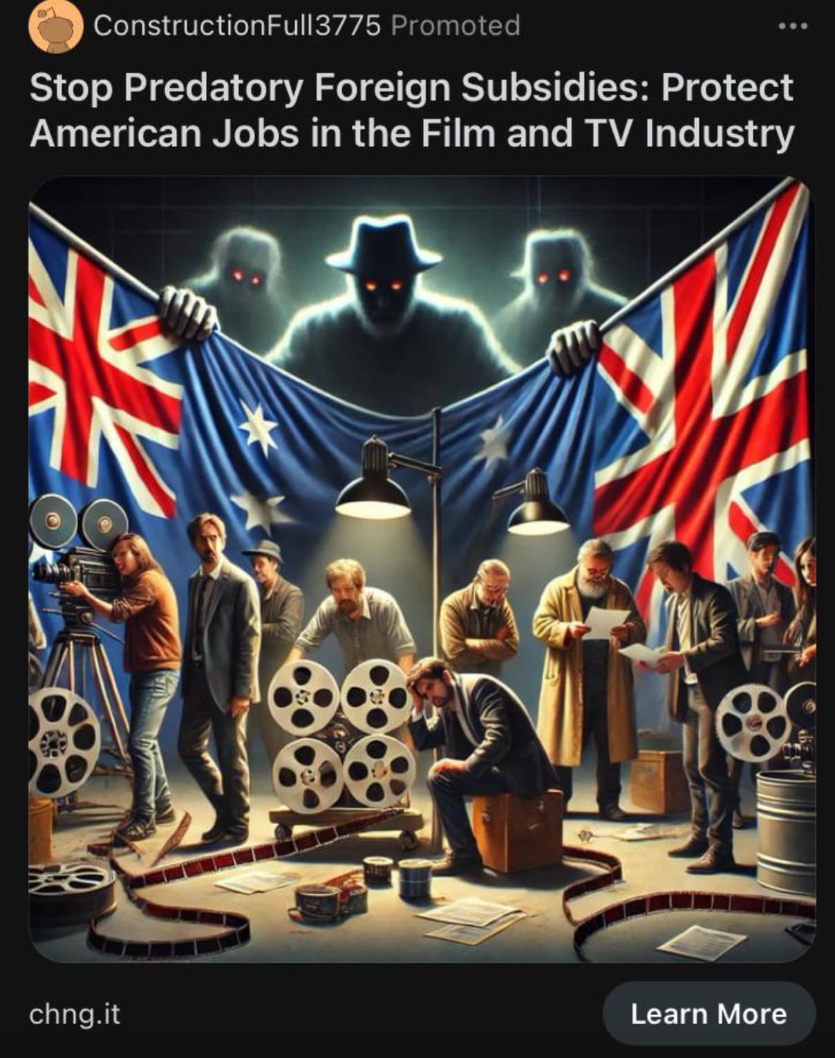 poster - ConstructionFull3775 Promoted Stop Predatory Foreign Subsidies Protect American Jobs in the Film and Tv Industry chng.it Learn More